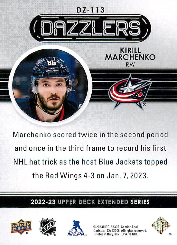 2022-23 UD Extended Series - Kirill Marchenko - Dazzlers Blue #DZ-113