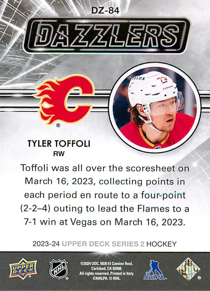 2023-24 UD Series 2 - Tyler Toffoli - Dazzlers Blue #DZ-84