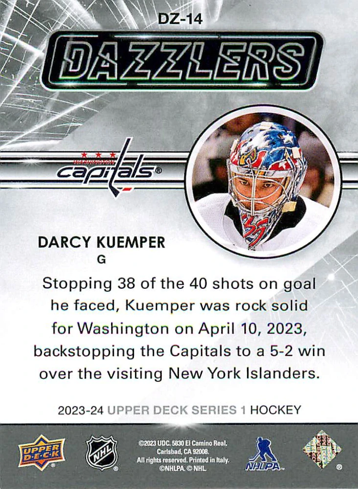 2023-24 UD Series 1 - Darcy Kuemper - Dazzlers Blue #DZ-14