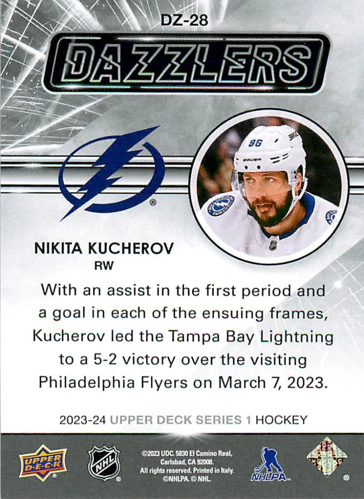 2023-24 UD Series 1 - Nikita Kucherov - Dazzlers Blue #DZ-28