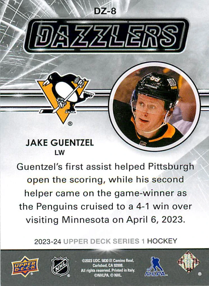 2023-24 UD Series 1 - Jake Guentzel - Dazzlers Blue #DZ-8