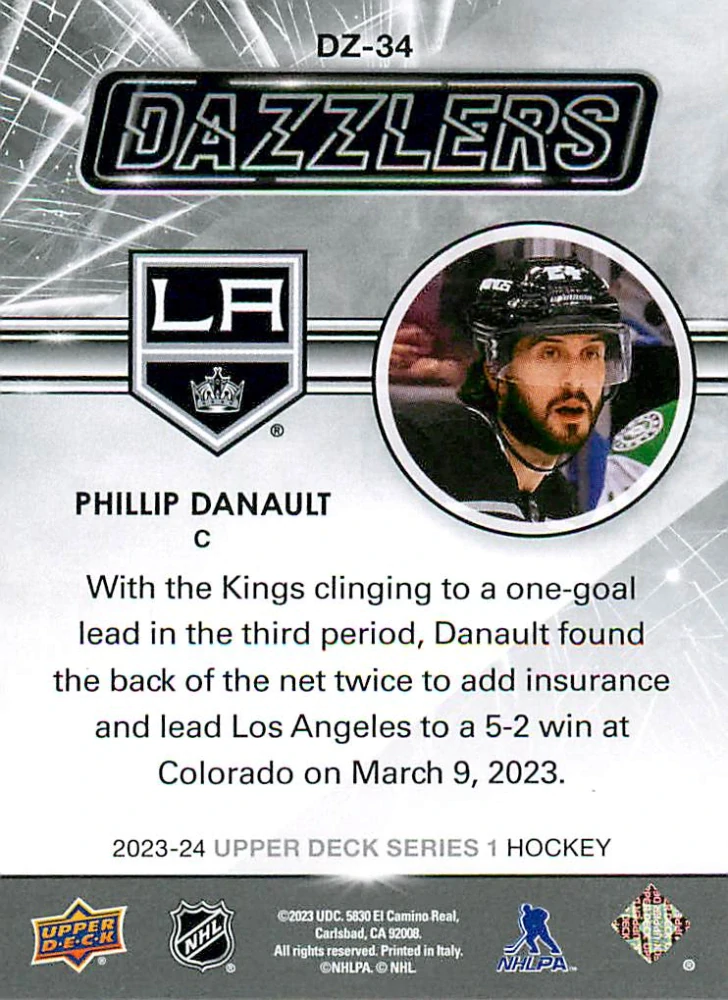 2023-24 UD Series 1 - Phillip Danault - Dazzlers Blue #DZ-34