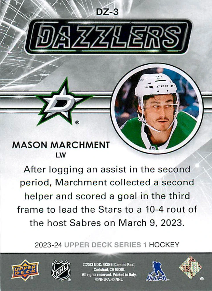 2023-24 UD Series 1 - Mason Marchment - Dazzlers Blue #DZ-3