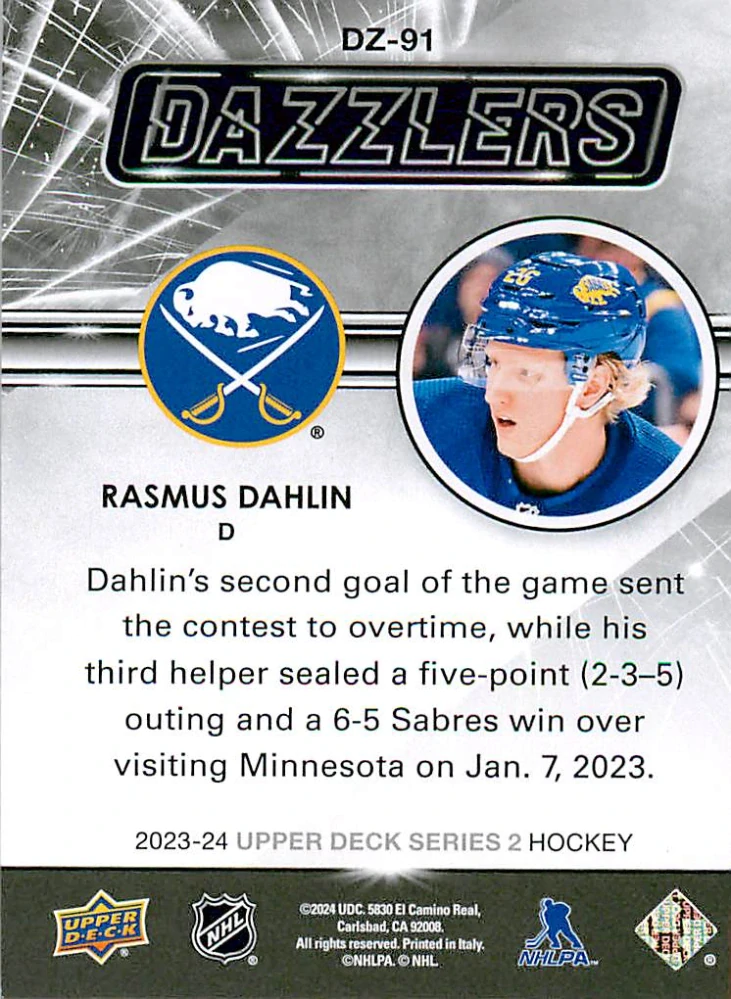 2023-24 UD Series 2 - Rasmus Dahlin - Dazzlers Green #DZ-91