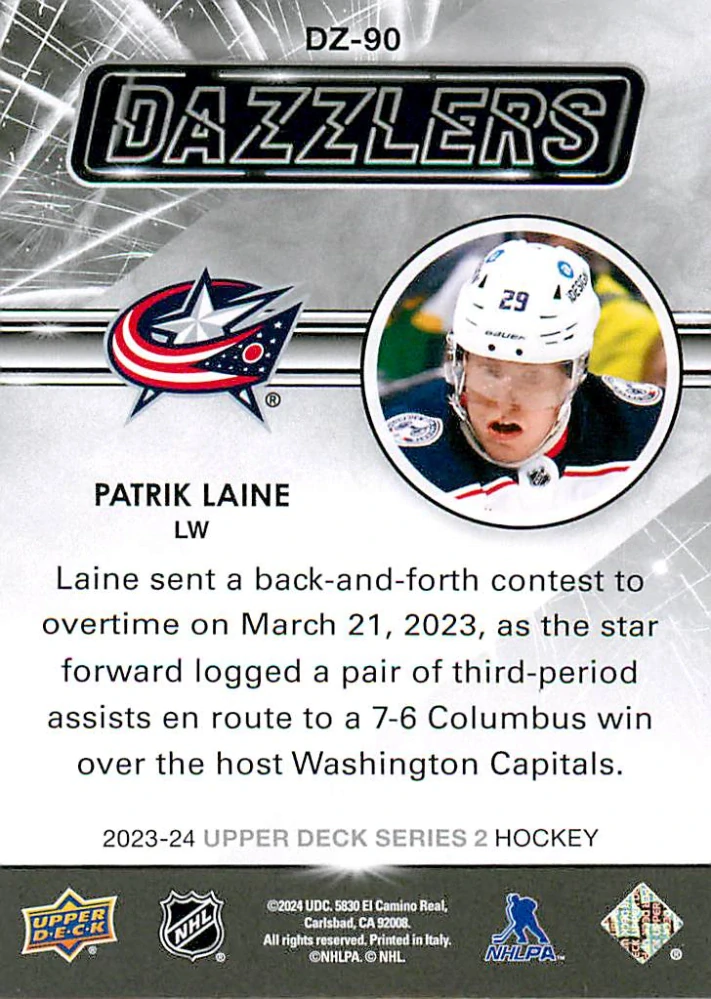 2023-24 UD Series 2 - Patrik Laine - Dazzlers Green #DZ-90
