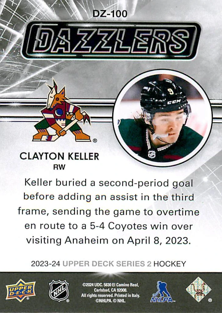 2023-24 UD Series 2 - Clayton Keller - Dazzlers Green #DZ-100