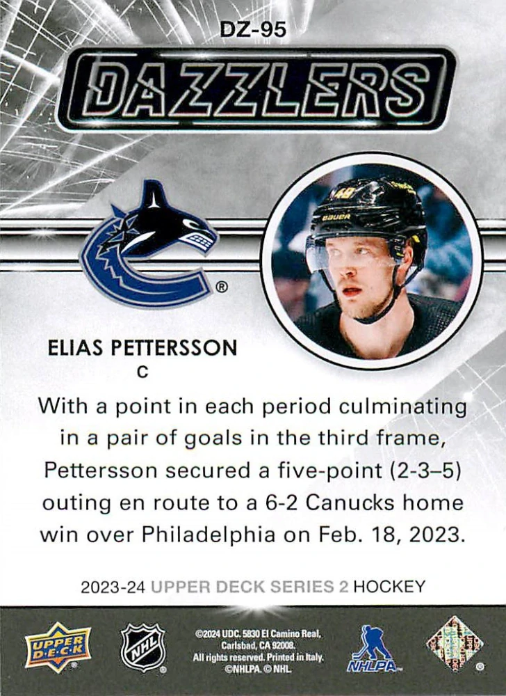 2023-24 UD Series 2 - Elias Pettersson - Dazzlers Green #DZ-95