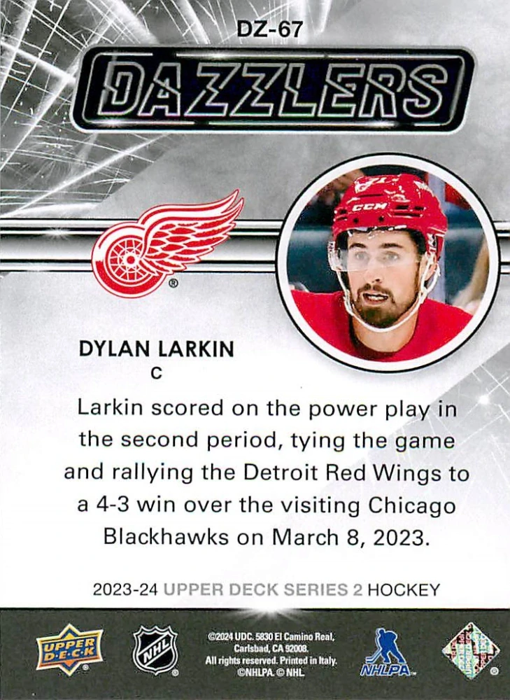 2023-24 UD Series 2 - Dylan Larkin - Dazzlers Green #DZ-67