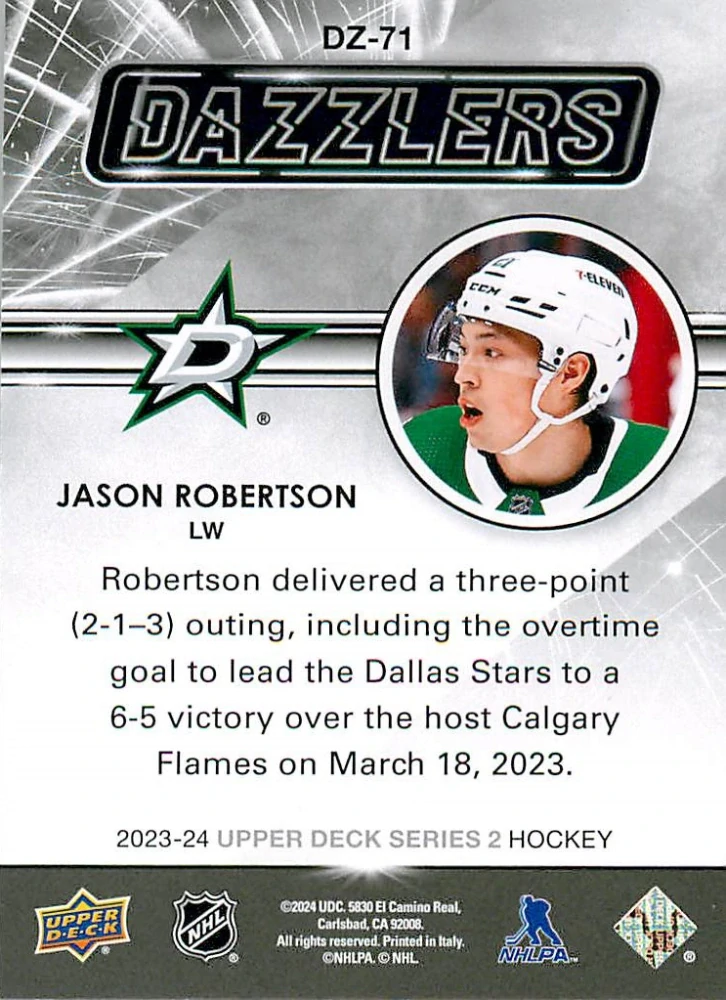 2023-24 UD Series 2 - Jason Robertson - Dazzlers Green #DZ-71