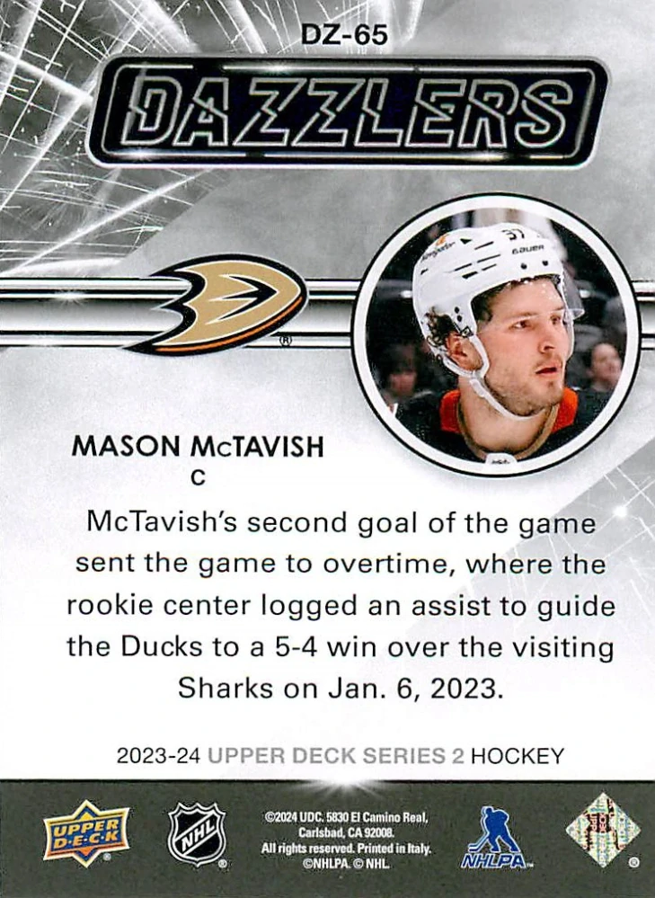 2023-24 UD Series 2 - Mason McTavish - Dazzlers Green #DZ-65