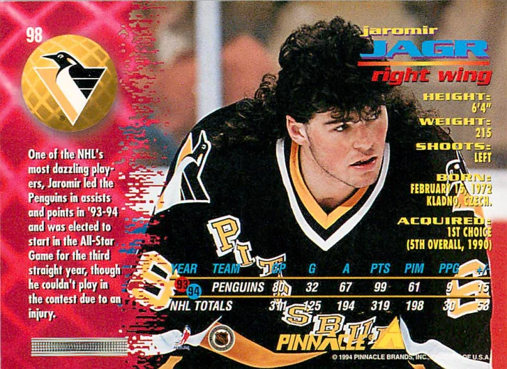 1994-95 Pinnacle - Jaromír Jágr #98
