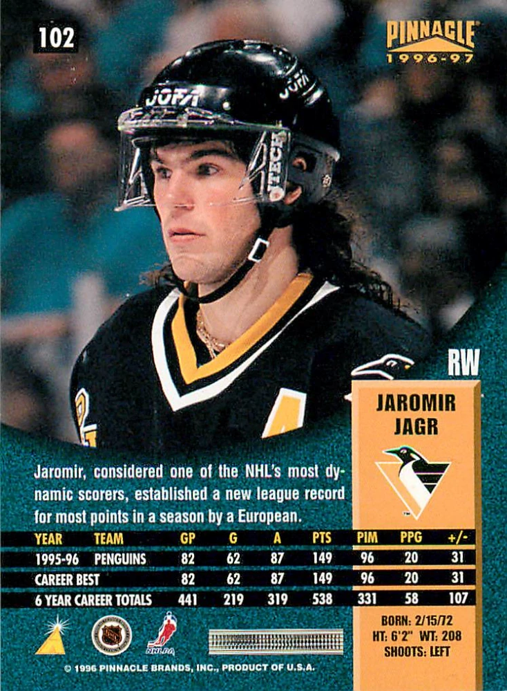 1996-97 Pinnacle - Jaromír Jágr #102