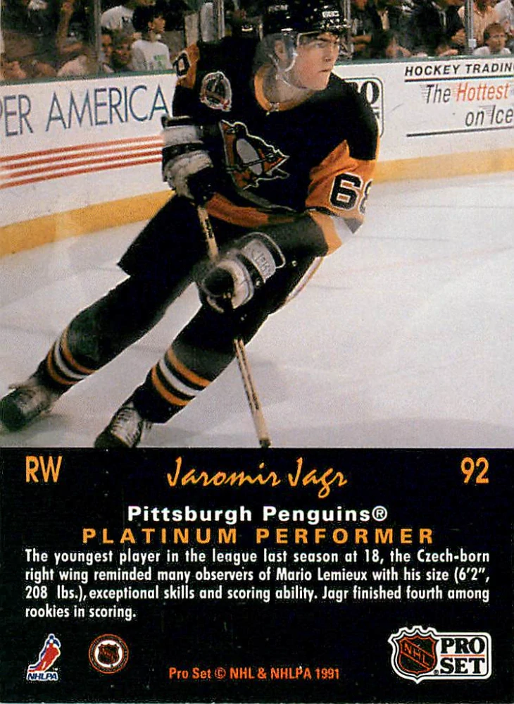 1991-92 Pro Set Platinum - Jaromír Jágr #92