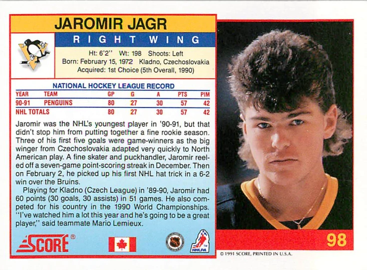 1991-92 Score Canadian - Jaromír Jágr (english) #98