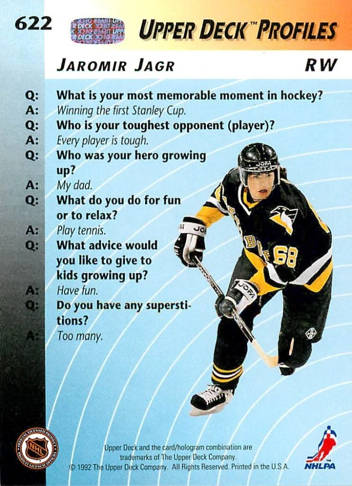 1992-93 UD Series - Jaromír Jágr - Profiles #622