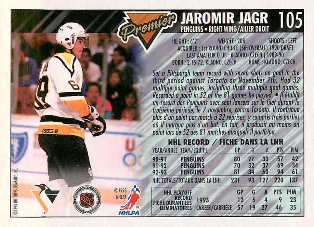 1993-94 O-Pee-Chee Premier - Jaromír Jágr #105