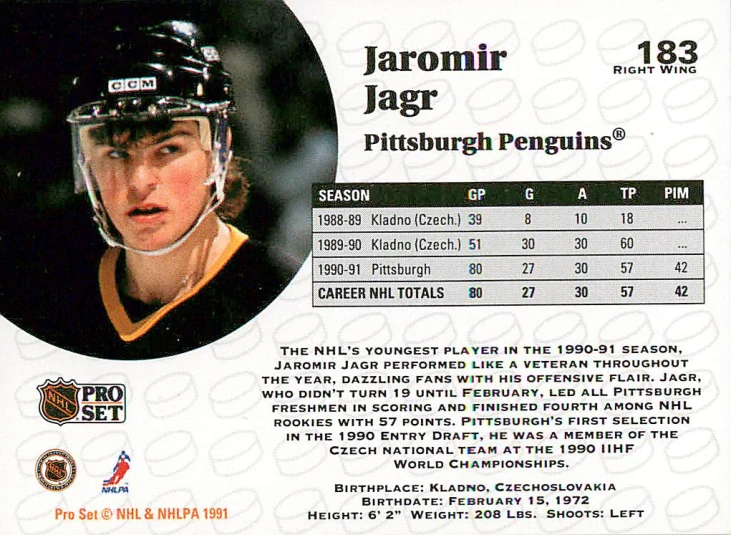 1991-92 Pro Set - Jaromír Jágr #183