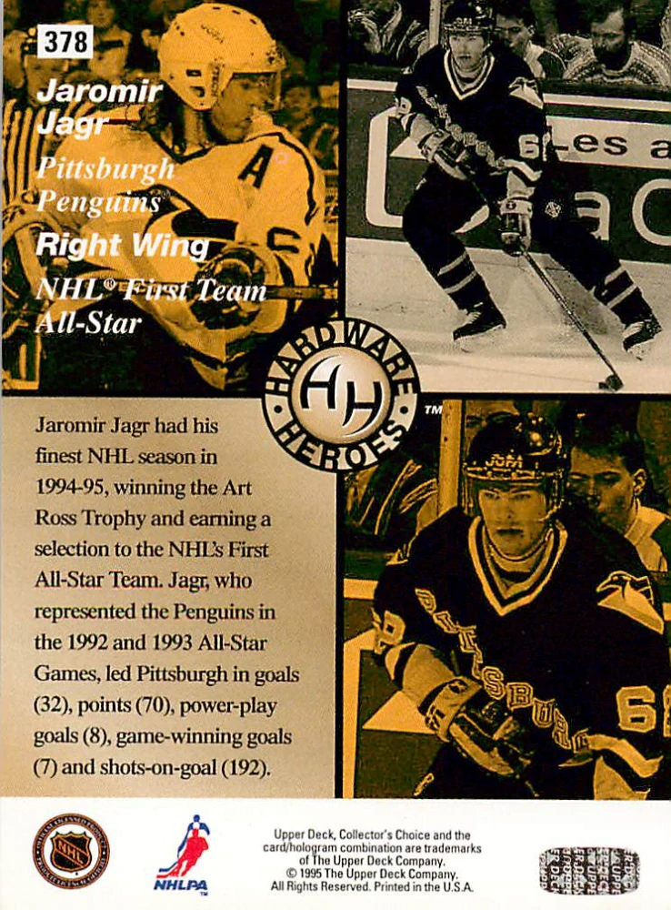 1995-96 UD Collectors Choice - Jaromír Jágr - Hardware Heroes - NHL First Team All-Star #378