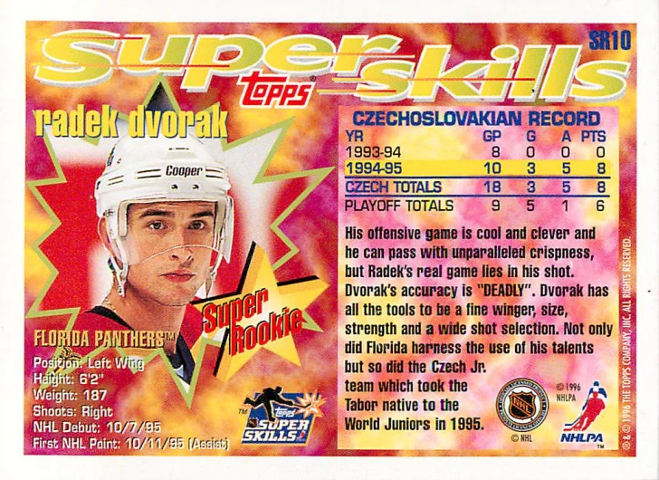 1995-96 Topps - Radek Dvořák - Super Rookie #SR10