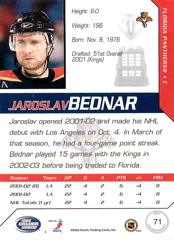 2002-03 Pacific Calder - Jaroslav Bednář #71