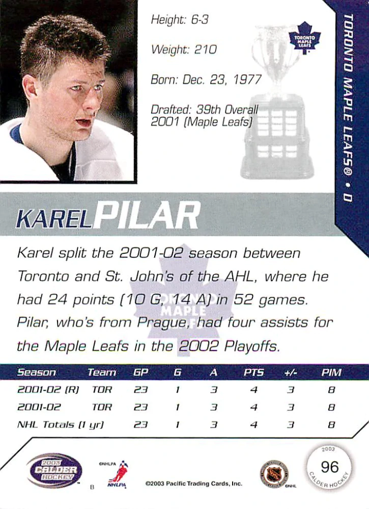 2002-03 Pacific Calder - Karel Pilař #96