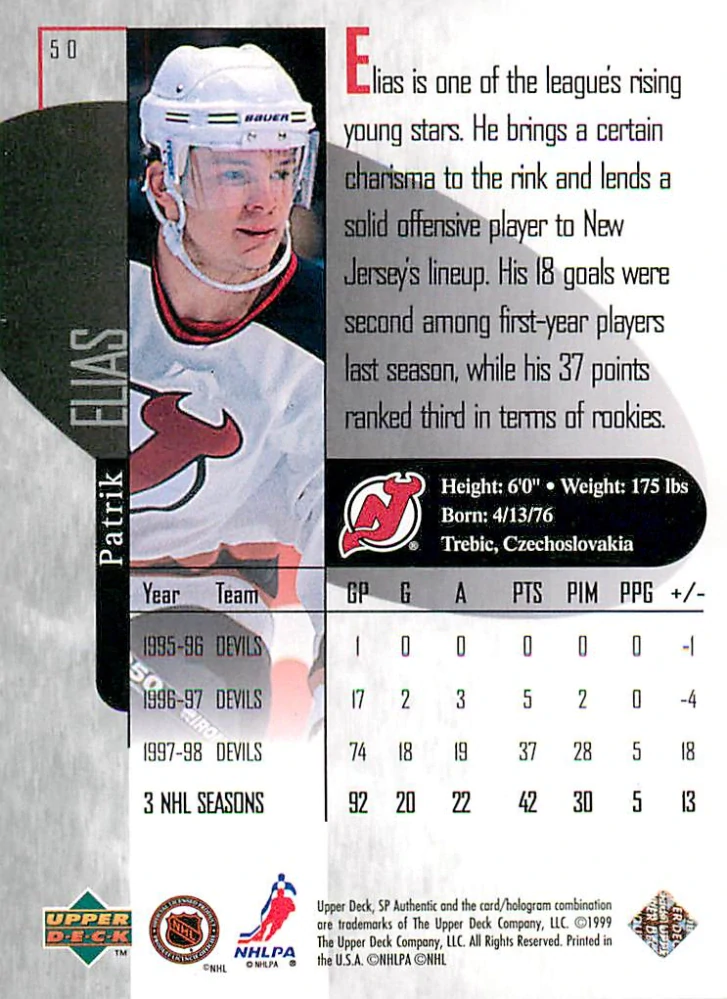 1998-99 UD SP Authentic - Patrik Eliáš #50