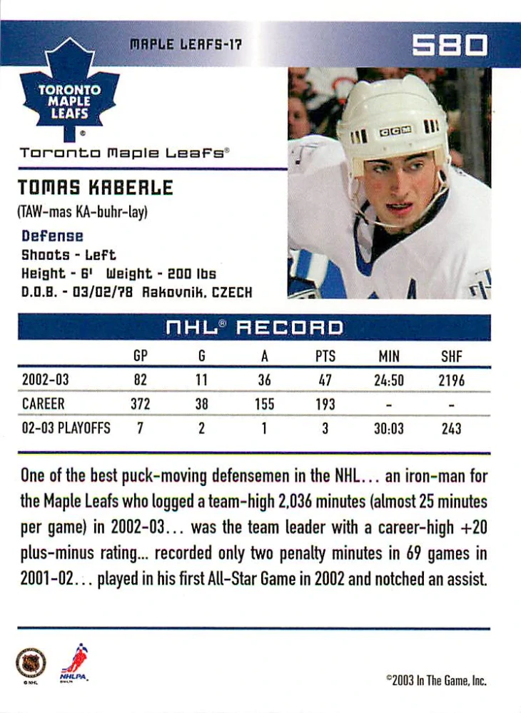 2003-04 ITG Action - Tomáš Kaberle #580