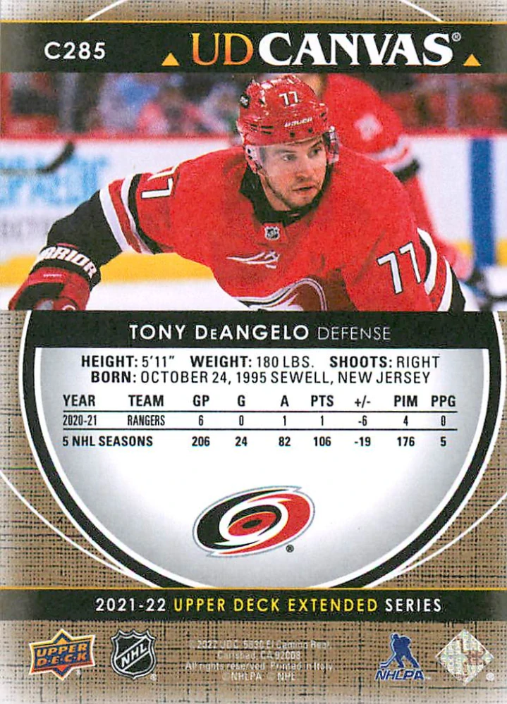 2021-22 UD Extended Series - Tony DeAngelo - Canvas #C285