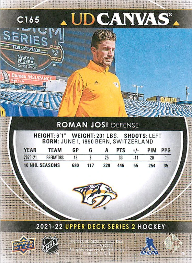 2021-22 UD Series 2 - Roman Josi - Canvas #C165