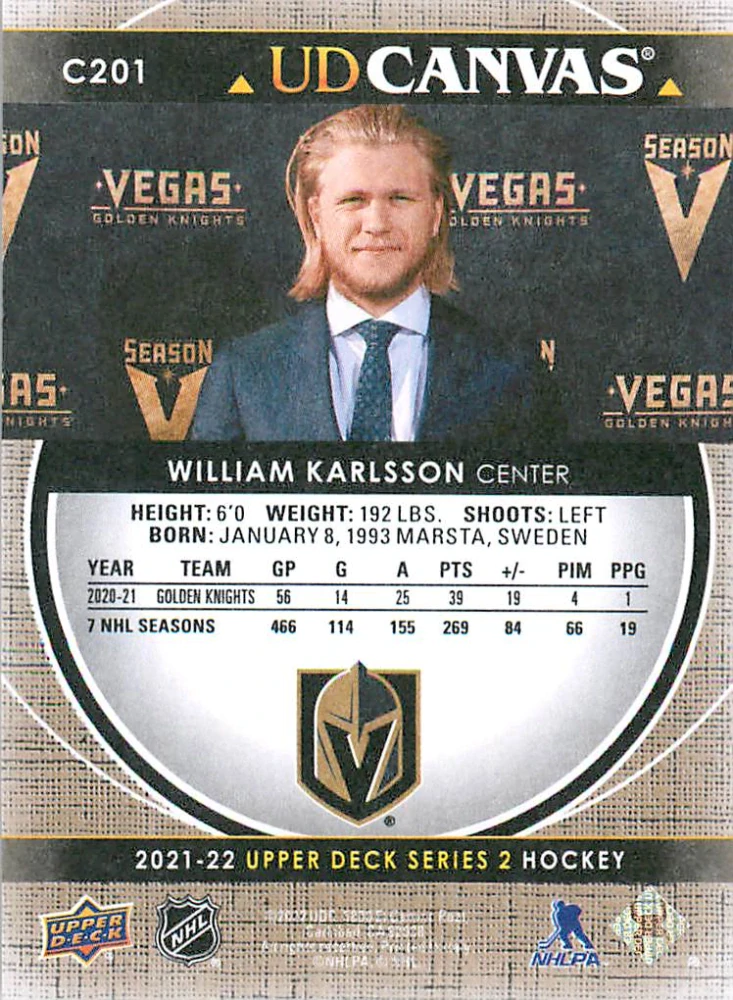 2021-22 UD Series 2 - William Karlsson - Canvas #C201