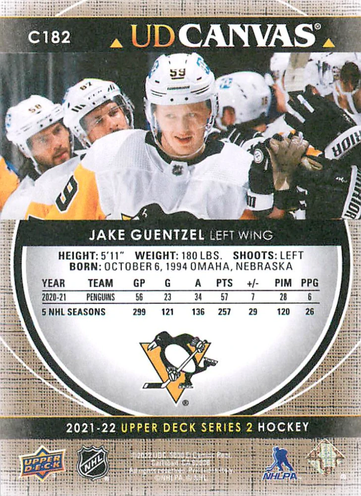 2021-22 UD Series 2 - Jake Guentzel - Canvas #C182