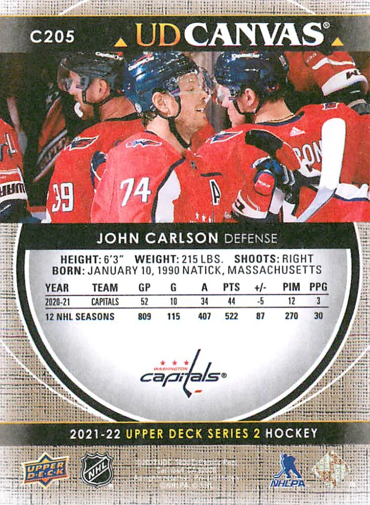 2021-22 UD Series 2 - John Carlson - Canvas #C205