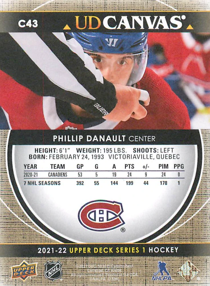 2021-22 UD Series 1 - Phillip Danault - Canvas #C43