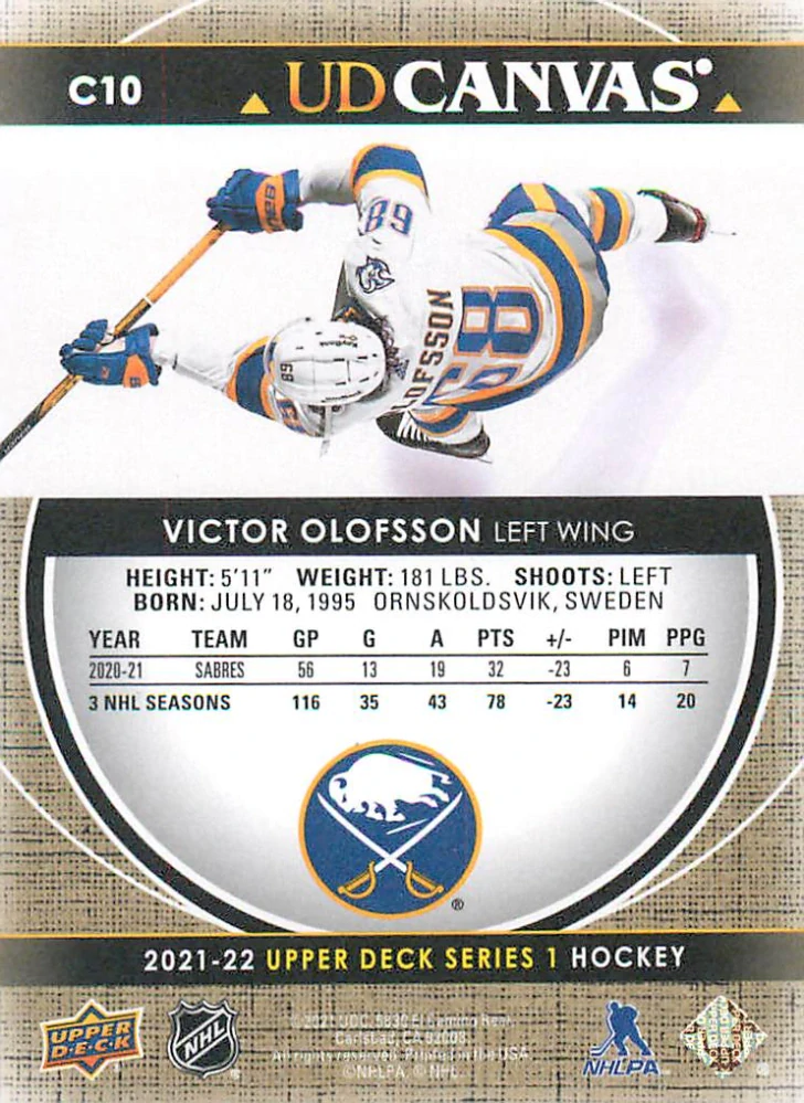 2021-22 UD Series 1 - Victor Olofsson - Canvas #C10