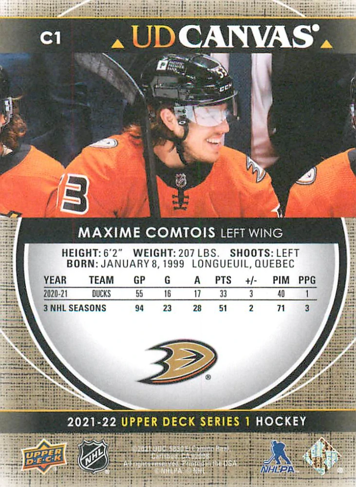 2021-22 UD Series 1 - Maxime Comtois - Canvas #C1