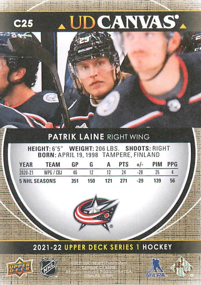 2021-22 UD Series 1 - Patrik Laine - Canvas #C25