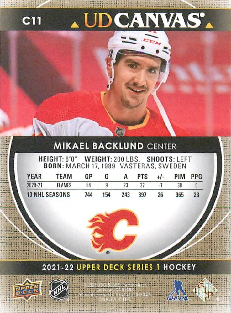 2021-22 UD Series 1 - Mikael Backlund - Canvas #C11