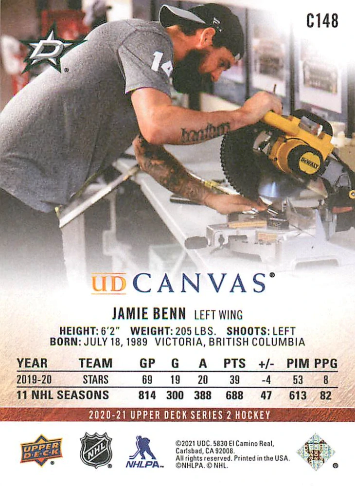 2020-21 UD Series 2 - Jamie Benn - Canvas #C148