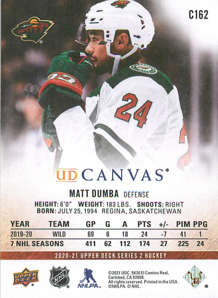 2020-21 UD Series 2 - Matt Dumba - Canvas #C162