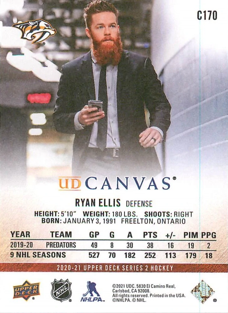 2020-21 UD Series 2 - Ryan Ellis - Canvas #C170