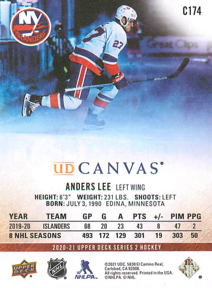 2020-21 UD Series 2 - Anders Lee - Canvas #C174