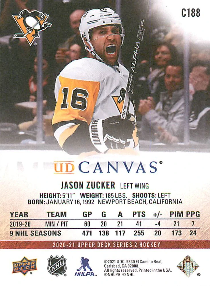 2020-21 UD Series 2 - Jacon Zucker - Canvas #C188
