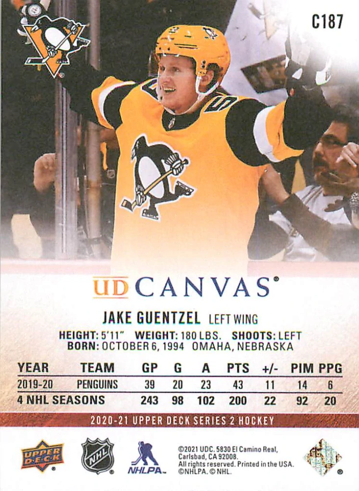 2020-21 UD Series 2 - Jake Guentzel - Canvas #C187