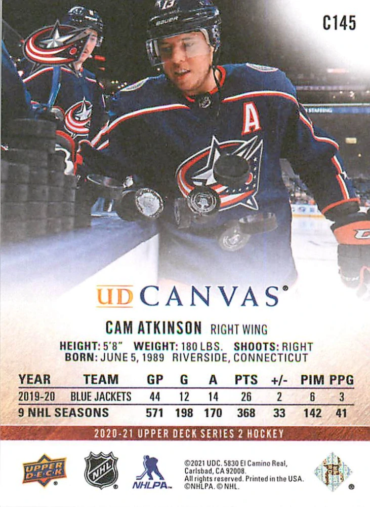 2020-21 UD Series 2 - Cam Atkinson - Canvas #C145