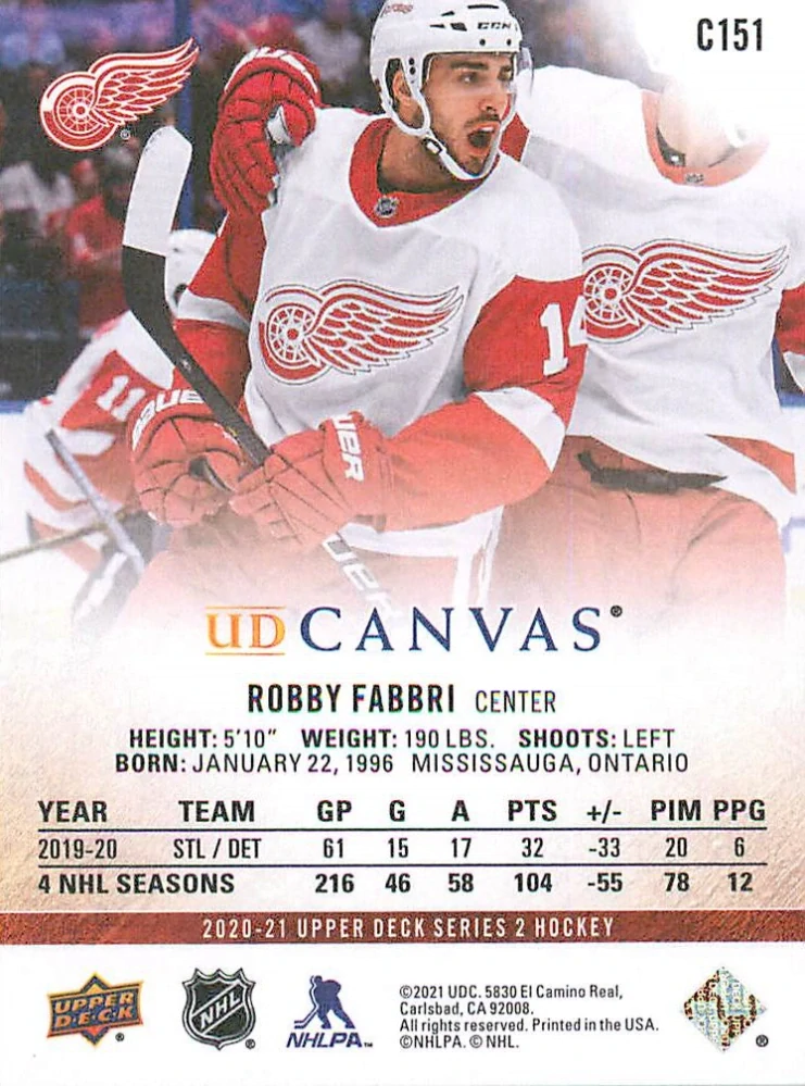 2020-21 UD Series 2 - Robby Fabbri - Canvas #C151
