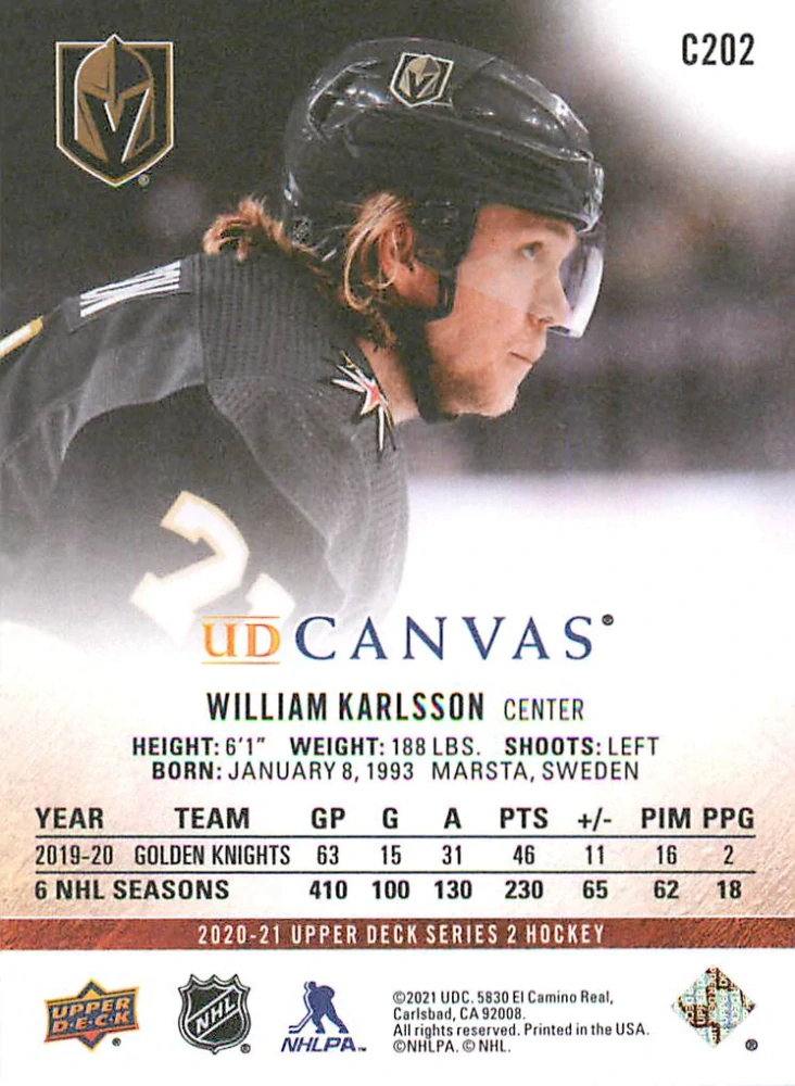 2020-21 UD Series 2 - William Karlsson - Canvas #C202