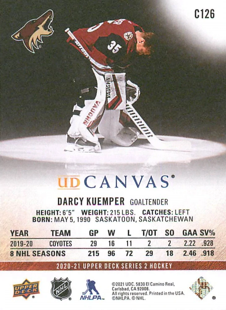 2020-21 UD Series 2 - Darcy Kuemper - Canvas #C126