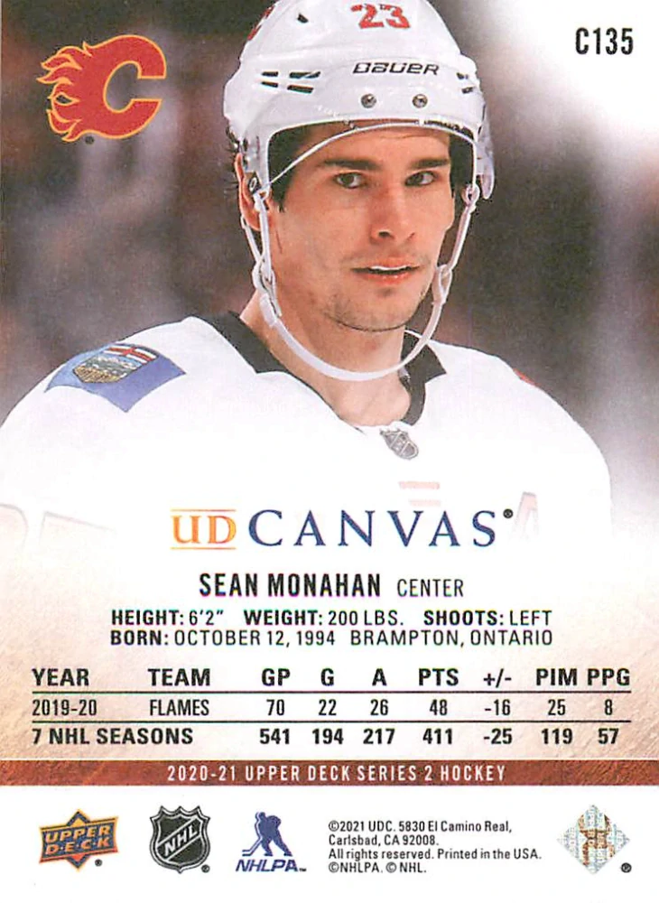 2020-21 UD Series 2 - Sean Monahan - Canvas #C135