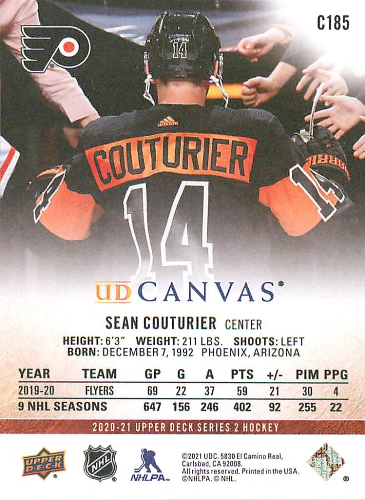 2020-21 UD Series 2 - Sean Couturier - Canvas #C185