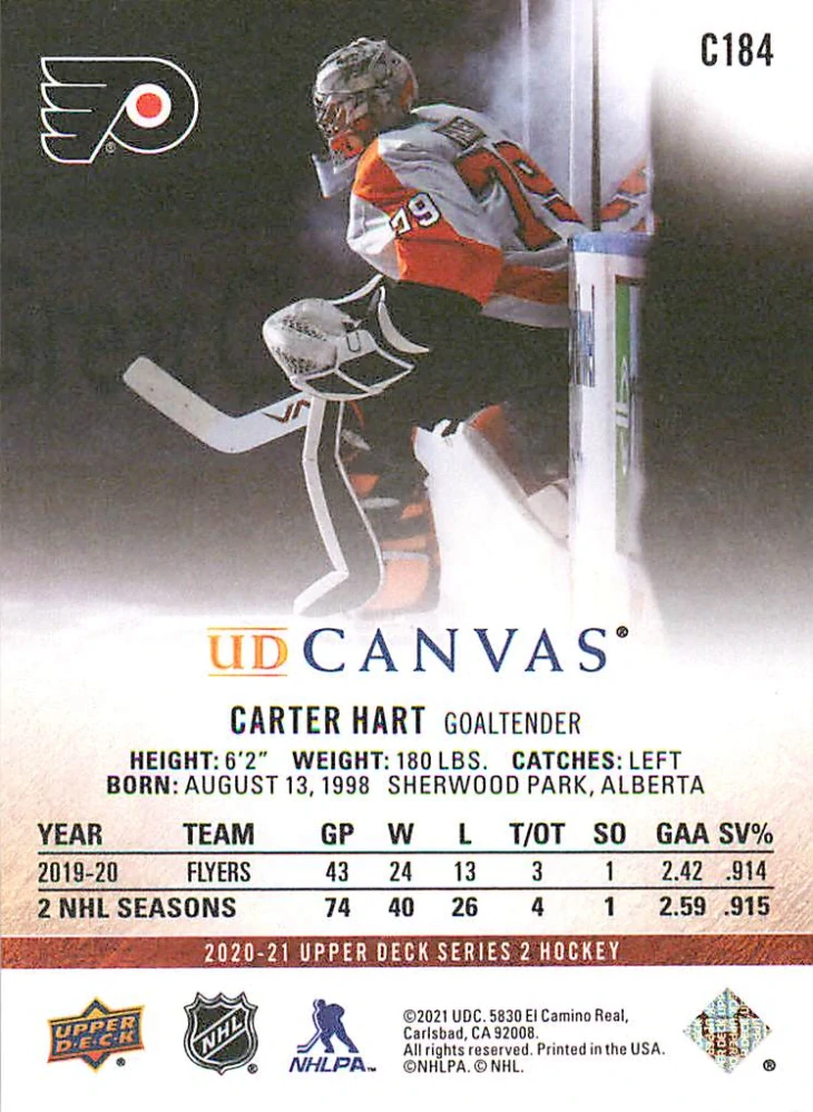 2020-21 UD Series 2 - Carter Hart - Canvas #C184
